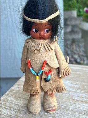 Vintage Tan Beaded Native-American Doll